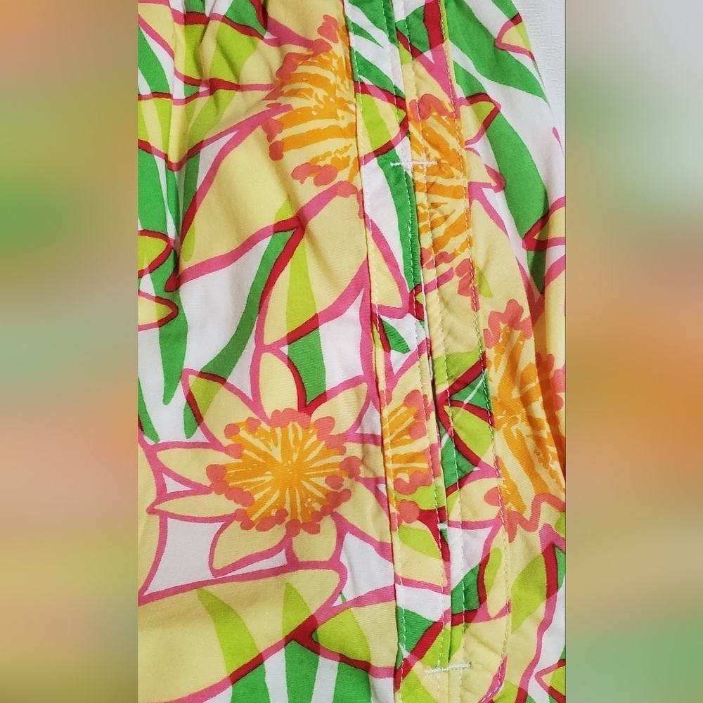 Lilly Pulitzer Yellow and Green Floral Lined Mini Skirt. Sz L - Picture 3 of 7